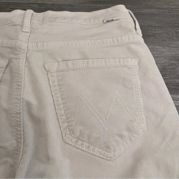 Mother Jeans Women 24‎ White Corduroy Insider Crop Step Fray Hopscotch Chalk - Picture 7 of 9